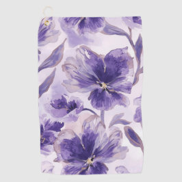Paarse Bloemen Waterverf Paarse Bloemen Geschilder Golfhanddoek
