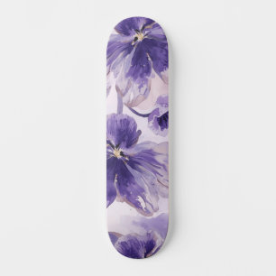 Paarse Bloemen Waterverf Paarse Bloemen Geschilder Persoonlijk Skateboard