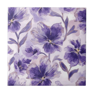 Paarse Bloemen Waterverf Paarse Bloemen Geschilder Tegeltje