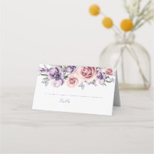 Paarse Bloemen Waterverf Place Card