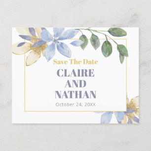 Paarse Bloemen Waterverf Save the Date Briefkaart