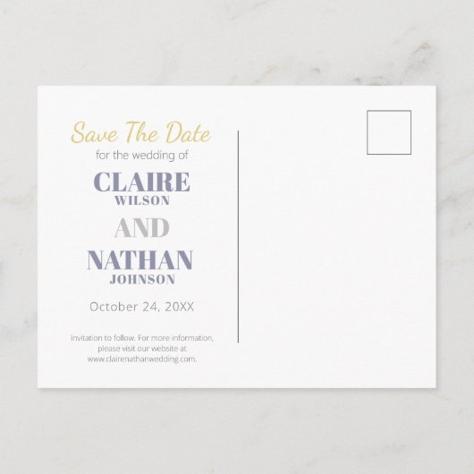 Paarse Bloemen Waterverf Save the Date Briefkaart (Achterkant)