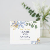Paarse Bloemen Waterverf Save the Date Briefkaart (Staand voorkant)