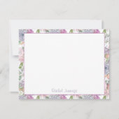 Paarse Bloemen Waterverf Schets Gepersonaliseerde  Notitiekaartje (Voorkant)