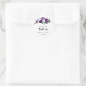 Paarse Bloemen Waterverf Script bruiloft dank u Ronde Sticker (Tas)