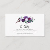 Paarse Bloemen Waterverf Script bruiloft details Informatiekaartje (Voorkant)