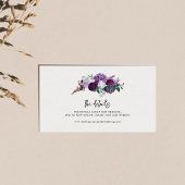 Paarse Bloemen Waterverf Script bruiloft details Informatiekaartje