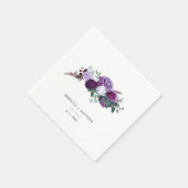 Paarse Bloemen Waterverf Script Trouwpapier Servet (Hoek)