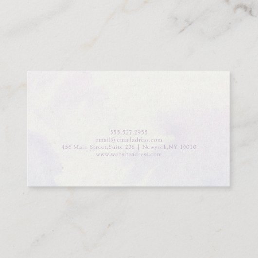 Paarse bloemen Waterverf stijl Visitekaartje (Achterkant)