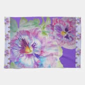 Paarse bloemen Waterverf Tea Towel Theedoek (Horizontaal)