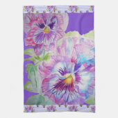 Paarse bloemen Waterverf Tea Towel Theedoek (Verticaal)