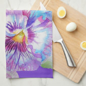 Paarse bloemen Waterverf Tea Towel Theedoek (Quarter Fold)