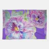 Paarse bloemen Waterverf Tea Towel Theedoek (Horizontaal)