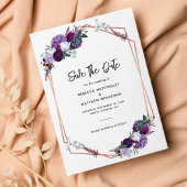 Paarse Bloemen Waterverf Trouwen Save the Date Aankondigingskaart