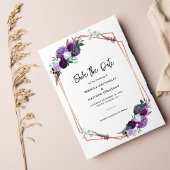 Paarse Bloemen Waterverf Trouwen Save the Date Aankondigingskaart