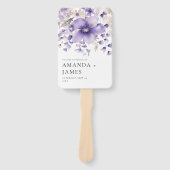 Paarse Bloemen Waterverf Trouwprogramma's Handwaaier (Voorkant)