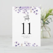 Paarse Bloemen Waterverf Trouwtafel Nummers (Staand voorkant)