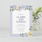 Paarse bloemen Waterverf uitnodiging (Staand voorkant)