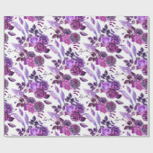 Paarse bloemen waterverf Violet floral Botanical Cadeaupapier (Vlak)