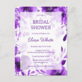 Paarse Bloemen Waterverf Vrijgezellenfeest CUSTOM Briefkaart (Voorkant)