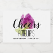 Paarse Bloemen Waterverf Vrijgezellenfeest Mini Sparkling Wijnetiket (Enkel label)