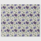 Paarse Bloemen Waterverf Wrapping Papier (Vlak)