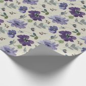 Paarse Bloemen Waterverf Wrapping Papier (Hoek)
