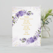 Paarse Bloemen Wedding Folie Detail Kaart (Staand Voorkant)
