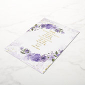 Paarse Bloemen Wedding Folie Detail Kaart (Gedraaid)