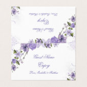 Paarse Bloemen Wedding Gevouwen Plaatsing Kaart (Buitenkant ongevouwen)