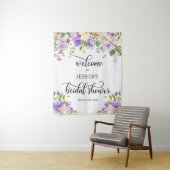 Paarse bloemen welkom bruidsmeisje BACKDROP Wandkleed (In situ)