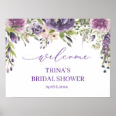 Paarse Bloemen Welkomstbord Poster (Voorkant)