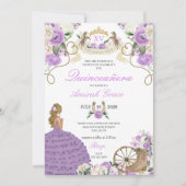 Paarse bloemen Western cowgirl quinceañera Kaart (Voorkant)