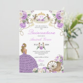 Paarse Bloemen Westerse Cowgirl Quinceañera Kaart (Staand voorkant)