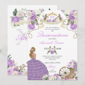 Paarse Bloemen Westerse Cowgirl Quinceañera Kaart (Voorkant / Achterkant)