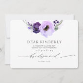 Paarse Bloemen Wil Je Mijn Bruidsmeisje Zijn Aanzo Kaart (Voorkant)