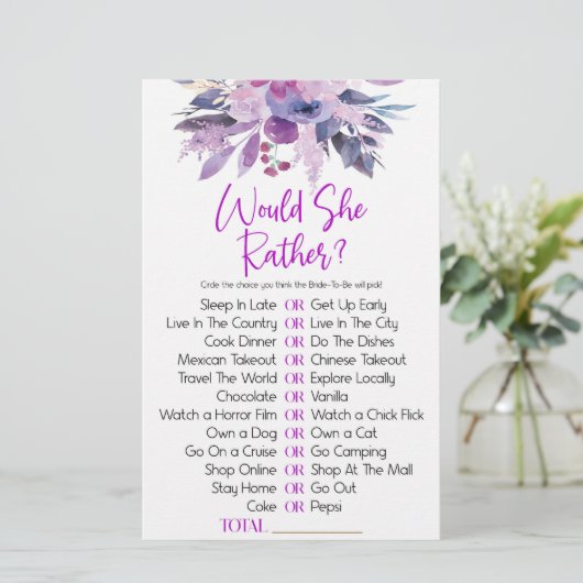 Paarse bloemen wil ze liever Vrijgezellenfeest spe Briefpapier (Staand voorkant)