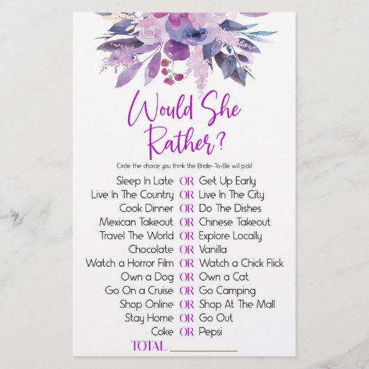 Paarse bloemen wil ze liever Vrijgezellenfeest spe Briefpapier (Voorkant)