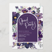 Paarse Bloemen Wildbloemen Afstudeerder Feestuitno Kaart (Voorkant / Achterkant)