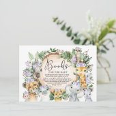 Paarse Bloemen Wilde Oerwoud Safari Boeken voor Ba Informatiekaartje (Staand voorkant)