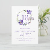 Paarse Bloemen Wildflower Elegant 18e Verjaardag Kaart (Staand voorkant)