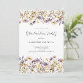 Paarse Bloemen Wildflower Graduation Party Kaart (Staand voorkant)