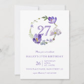 Paarse Bloemen Wildflower Vintage 27e Verjaardag Kaart (Voorkant)