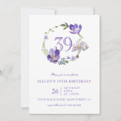 Paarse Bloemen Wildflower Vintage 39E Verjaardag Kaart (Voorkant)