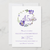 Paarse Bloemen Wildflower Vintage 45E Verjaardag Kaart (Voorkant)