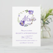 Paarse Bloemen Wildflower Vintage 46E Verjaardag Kaart (Staand voorkant)