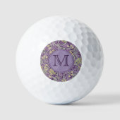 Paarse Bloemen William Morris Custom Initiaal Dame Golfballen (Voorkant)