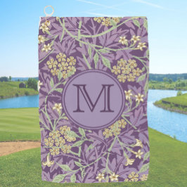 Paarse Bloemen William Morris Custom Initiaal Dame Golfhanddoek