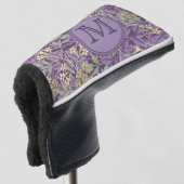 Paarse Bloemen William Morris Custom Initiaal Dame Golfheadcover (3/4 voorkant)