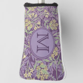 Paarse Bloemen William Morris Custom Initiaal Dame Golfheadcover (Draai 90)